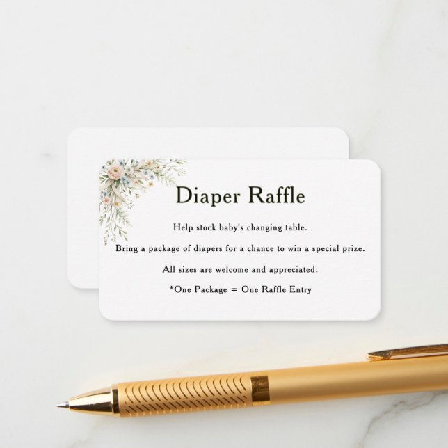 Baby In Bloom Diaper Raffle Insert Card (Front/Back In Situ)