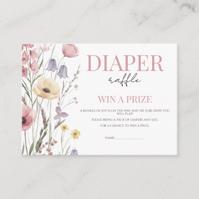 Baby in Bloom Diaper Raffle Wildflowers Enclosure Card (Front)