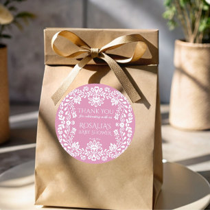 Baby in bloom dusty pink Mexican baby shower favou Classic Round Sticker