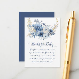 Baby In Bloom Elegant Blue Flowers Baby Shower Enclosure Card