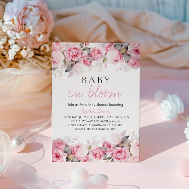 Baby in Bloom - Elegant Floral Baby shower  Invitation (Creator Uploaded)