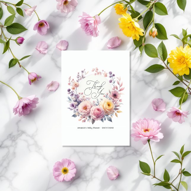 Baby in Bloom Elegant Floral Thank You Card (Baby in Bloom Elegant Floral Thank You Card)
