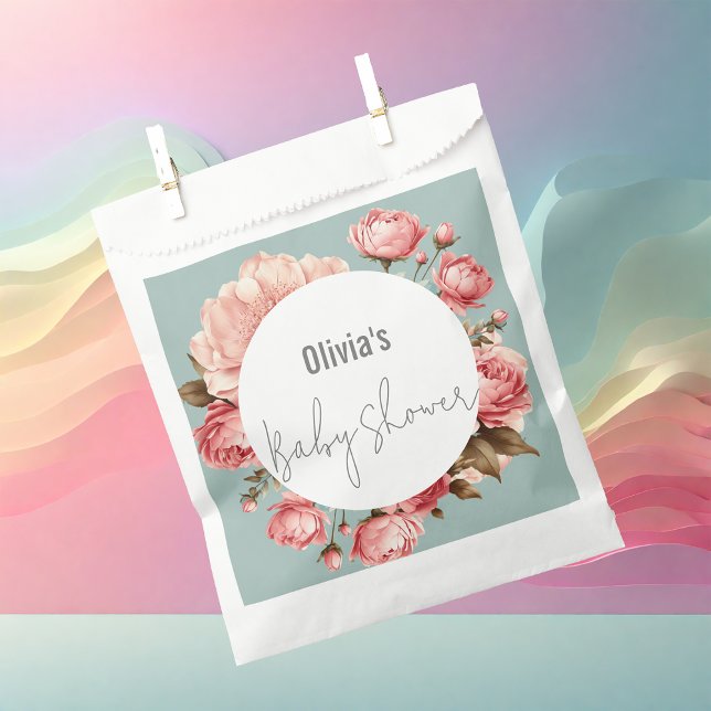 Baby in Bloom Elegant Flower Pink Baby Shower Favour Bag (Creator Uploaded)