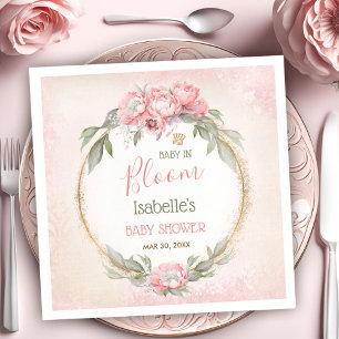 Baby In Bloom Elegant Pink Floral Girl Baby Shower Napkin