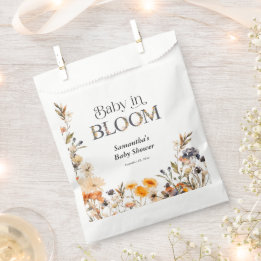 Baby in Bloom Elegant Watercolor Fall Wildflowers Favour Bag