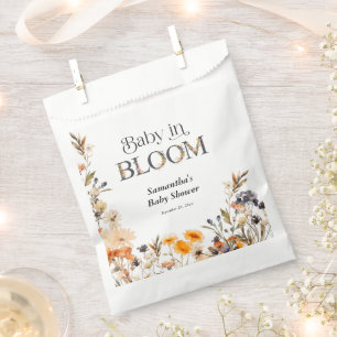 Baby in Bloom Elegant Watercolor Fall Wildflowers Favour Bag