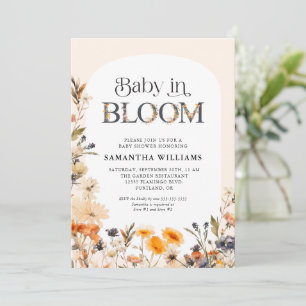 Baby in Bloom Elegant Watercolor Fall Wildflowers  Invitation
