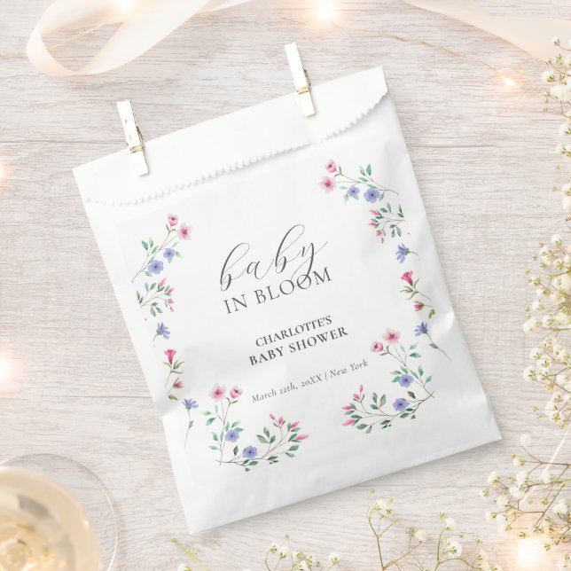 Baby In Bloom | Elegant Wildflower Baby Shower Favour Bag (Clipped)