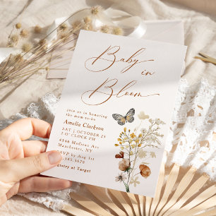 Baby In Bloom Elegant Wildflower Baby Shower Invitation