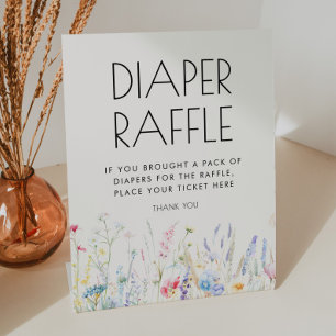 Baby in Bloom Elegant Wildflowers Diaper Raffle Pedestal Sign