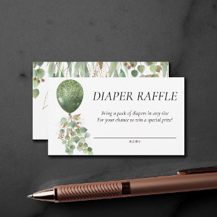 Baby in Bloom Eucalyptus Balloon Diaper Raffle Enclosure Card