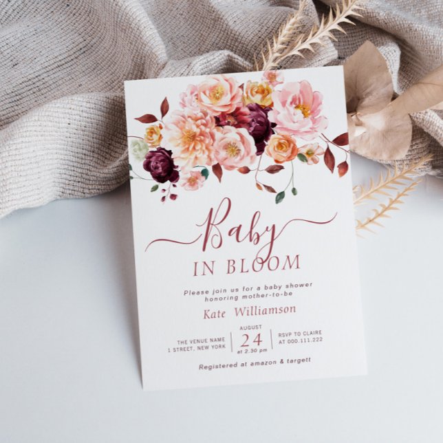 baby in bloom fall floral baby shower invitation (Creator Uploaded)