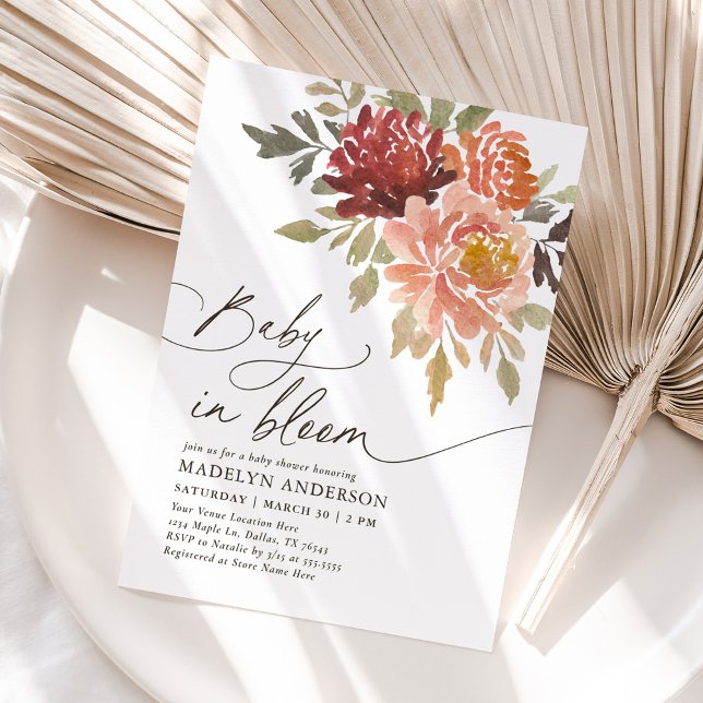 Baby in Bloom Fall Floral Baby Shower Invitation (Creator Uploaded)