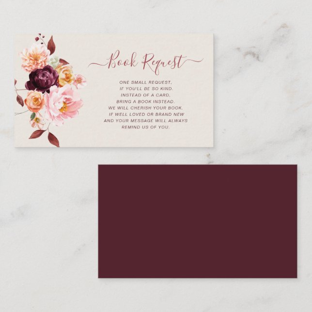 baby in bloom fall floral book request card (Front/Back)