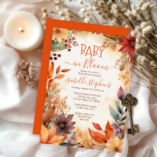 Baby in Bloom Fall Floral Frame Baby Shower Invitation