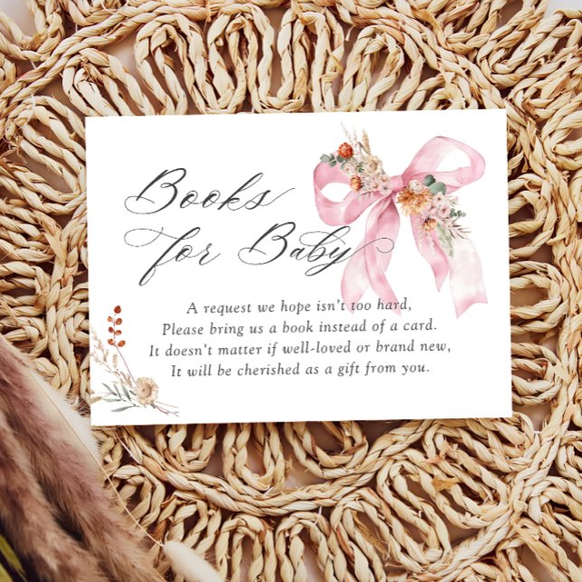 Baby in Bloom Fall Floral Pink Bow Books for Baby Enclosure Card (Creator Uploaded)