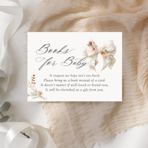Baby in Bloom Fall Floral White Bow Books for Baby Enclosure Card