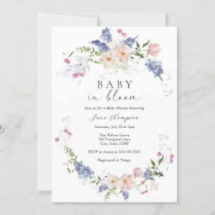 Baby in Bloom Feminine Flowers Baby Shower Invitation