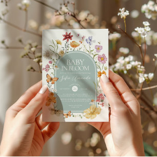 Baby In Bloom FLoral Aesthetic Baby Shower Invitation
