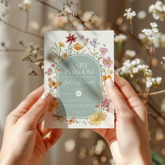 Baby In Bloom FLoral Aesthetic Baby Shower Invitation