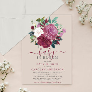 Baby In Bloom Floral Baby Shower Acrylic Invitations
