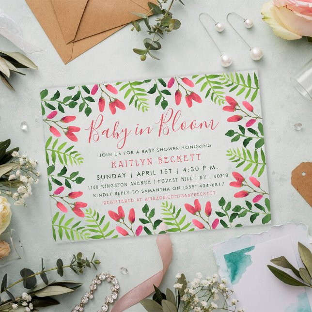 Baby In Bloom Floral Baby Shower Acrylic Invitations (Creator Uploaded)