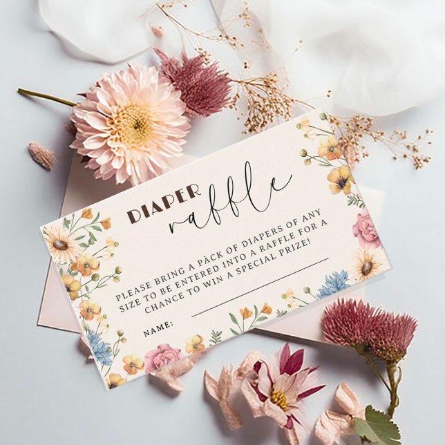 Baby in Bloom Floral Baby Shower Diaper Raffle Enclosure Card (Creator Uploaded)