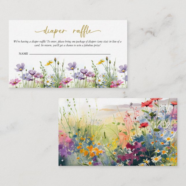 Baby in Bloom | Floral Baby Shower Diaper Raffle  Enclosure Card (Front/Back)