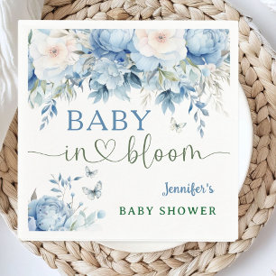 Baby in Bloom Floral Baby Shower Dusty Blue Napkin