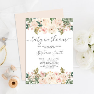 Baby in Bloom Floral Baby Shower Girl Invitation