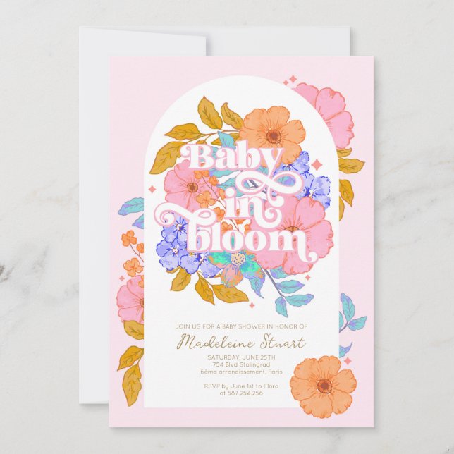 Baby in Bloom Floral Baby Shower Invitation (Front)
