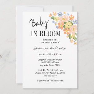 Baby In Bloom Floral Baby Shower Invitation