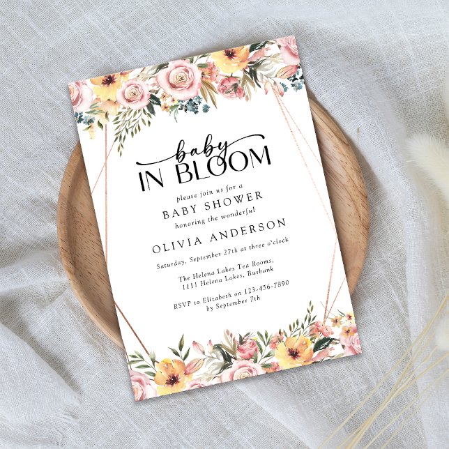 Baby in Bloom Floral Baby Shower Invitation (Creator Uploaded)