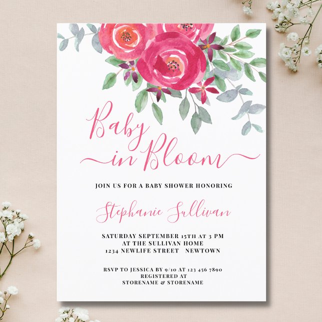 Baby in Bloom Floral Baby Shower Invitation (Creator Uploaded)