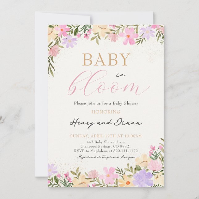 Baby In Bloom Floral Baby Shower Invitation (Front)