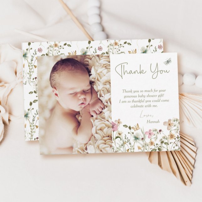 Baby in Bloom Floral Baby Shower  Thank You Card (Creator Uploaded)