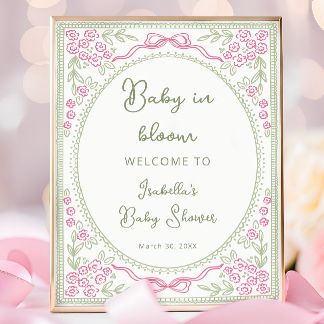 Baby in Bloom Floral  Baby Shower Welcome  Poster (Creator Uploaded)