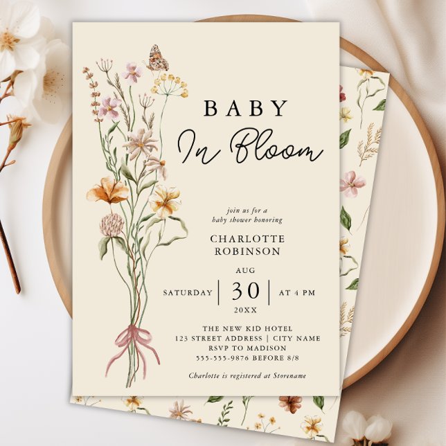 Baby In Bloom Floral Boho Baby Shower Invitation (Baby In Bloom Floral Boho Baby Shower Invitation)