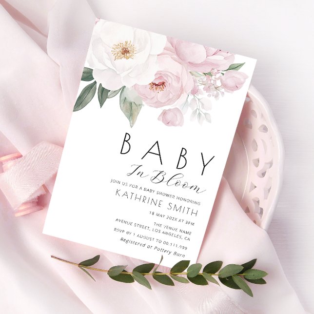 baby in bloom floral botanical baby shower invitation (Creator Uploaded)