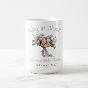 baby in bloom floral bouque baby shower retro pink coffee mug