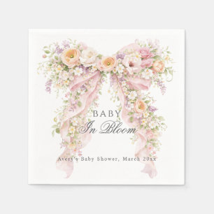 Baby in bloom Floral Bow Girl Baby Shower Napkin