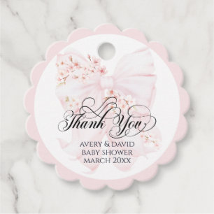 Baby in Bloom Floral Bow Spring Girl Baby Shower Favour Tags