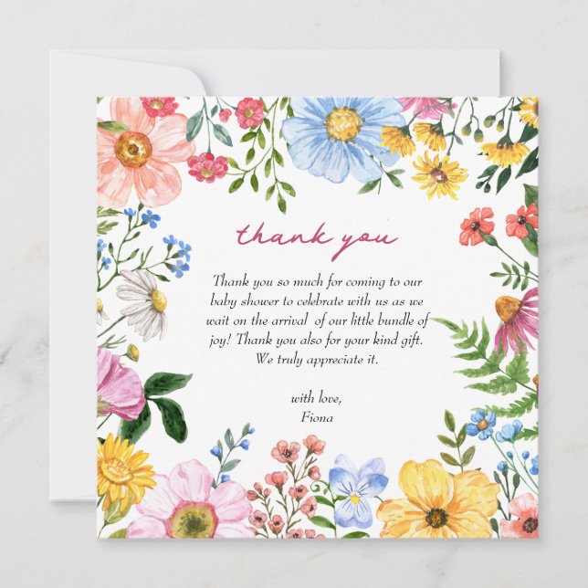 Baby in Bloom | Floral Cute Spring Summer Shower Thank You Card (Front)