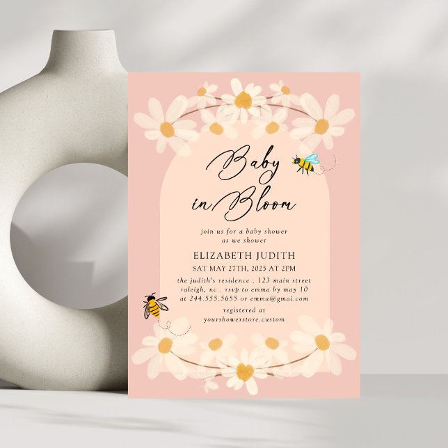 Baby in Bloom Floral Daisy Baby Shower Invitation (Creator Uploaded)