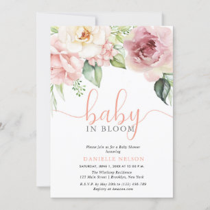 Baby in Bloom Floral Flowers Girl Baby Shower Invitation