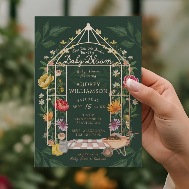 Baby in Bloom Floral Garden Greenhouse Baby Shower (Baby in Bloom Floral Garden Greenhouse Baby Shower Foil Invitation)