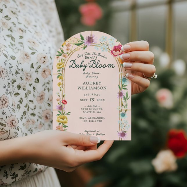 Baby in Bloom Floral Garden Greenhouse Baby Shower Invitation (Baby in Bloom Floral Garden Greenhouse Baby Shower Pink Invitation )