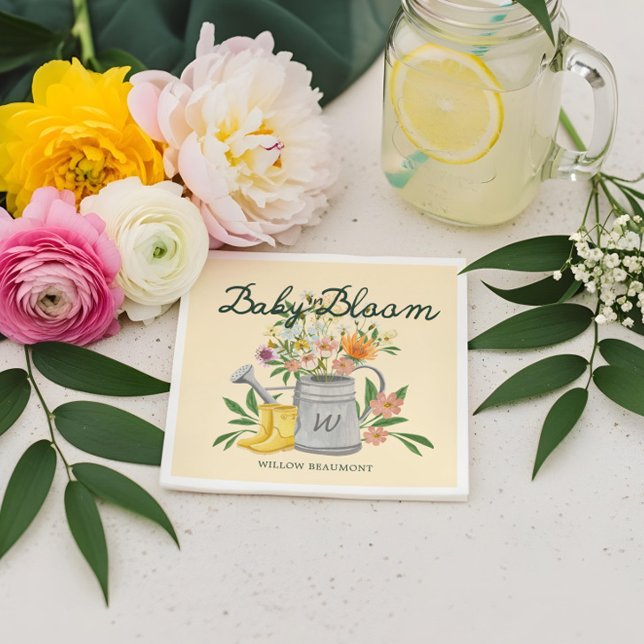 Baby in Bloom Floral Garden Rain Boots Baby Shower Napkin (Baby in Bloom Floral Garden Rain Boots Baby Shower Napkins)