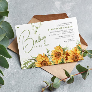 Baby in bloom floral gender neutral baby shower invitation