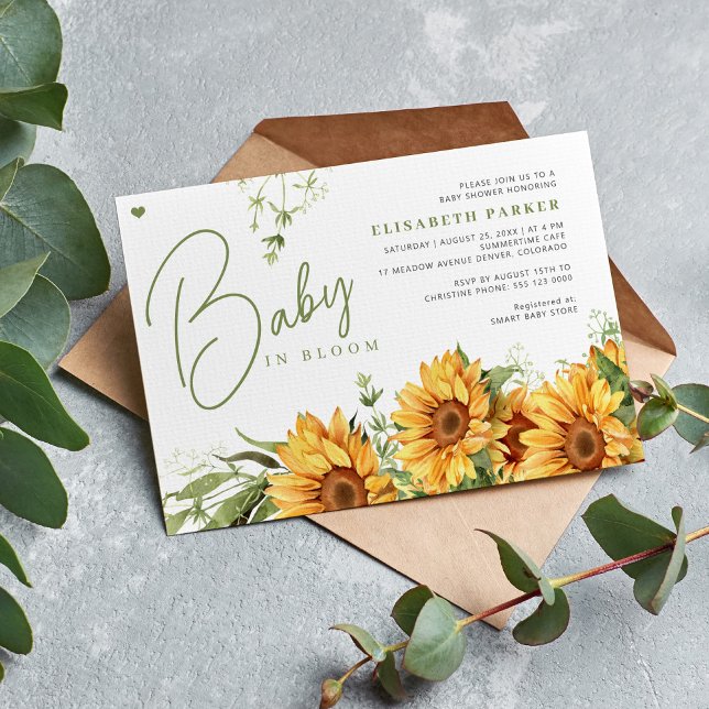 Baby in bloom floral gender neutral baby shower invitation (Creator Uploaded)